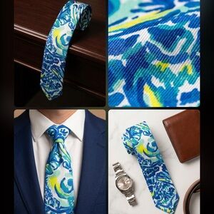 Men's Blue & Teal Abstract Tie